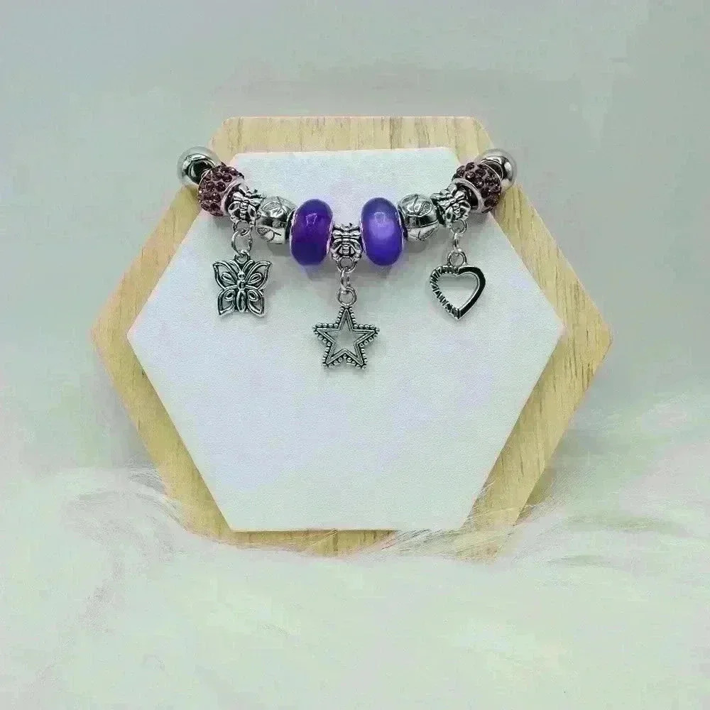 Cute Bracelet With Butterfly & Star Charms